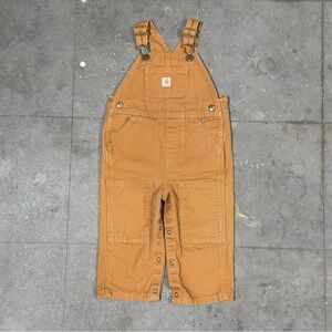 Carhartt Canvas Double Knee Overall Bibs Kids Toddler 18 Mo Brown Outdoor EUC